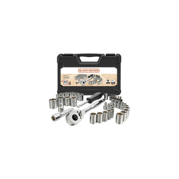 Black Decker Socket Set 40-Piece Chrome Carrying Case