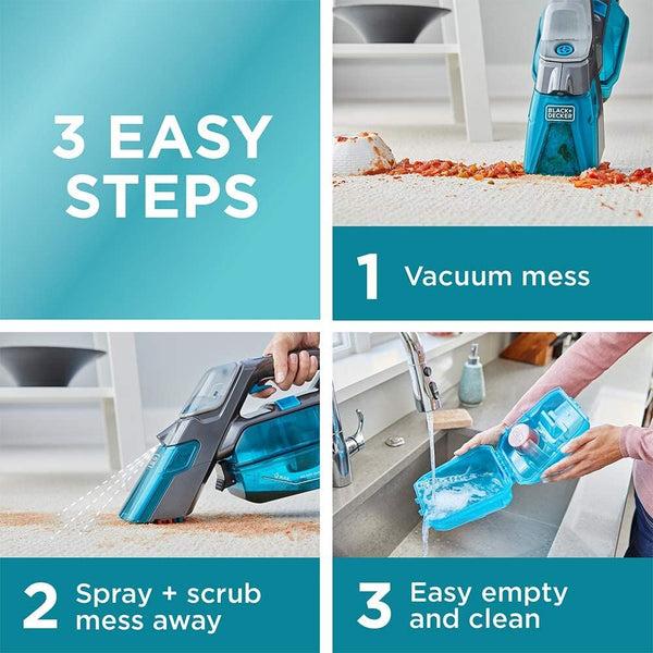 Black Decker Spillbuster Cordless Spill + Spot Cleaner With Scrub Brush And Extra Filter