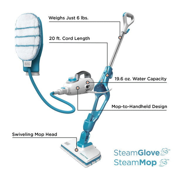 Black Decker SteamMop™ + Glove 7in1 Complete Steam Cleaning Solution