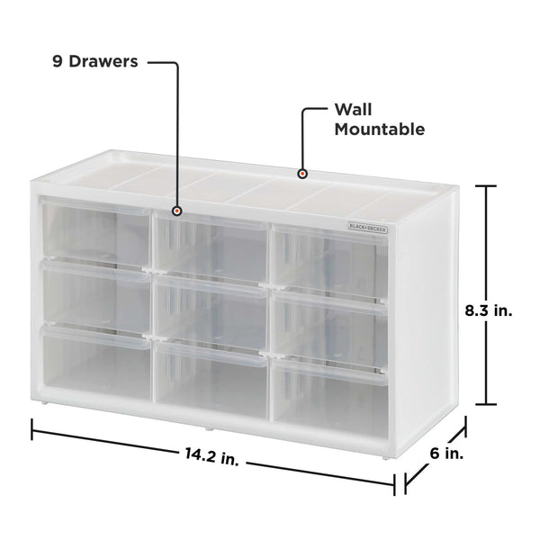 Black Decker Storage Organizer Large 9 Drawer Bin Modular Storage System