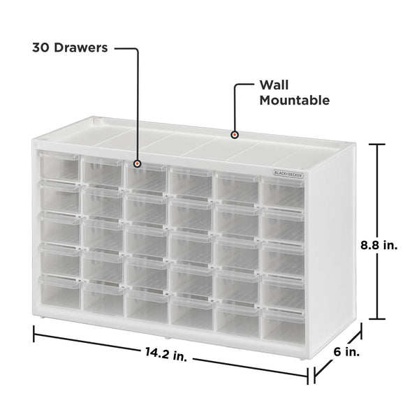 Black Decker Storage Organizer Small 30 Drawer Bin Modular Storage System Easily Stackable