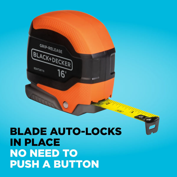 Black Decker Tape Measure Bundle Grip Release Self Lock 12-Foot & 16-Foot 2-Pack