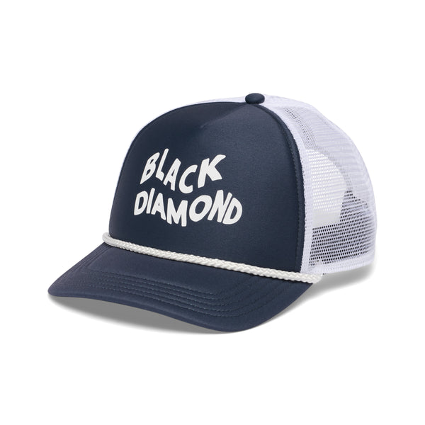 black diamond Flat Bill Trucker Hat Charcoal-White Wavy Black Diamond
