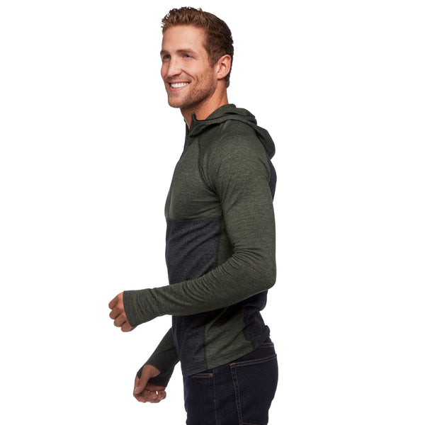 Black Diamond Men's Solution 150 Merino Baselayer Crew Half Zip Hoody Black-Cypress