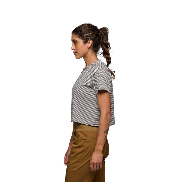 Black Diamond Women's BD Stripe Crop Tee Charcoal-Off White
