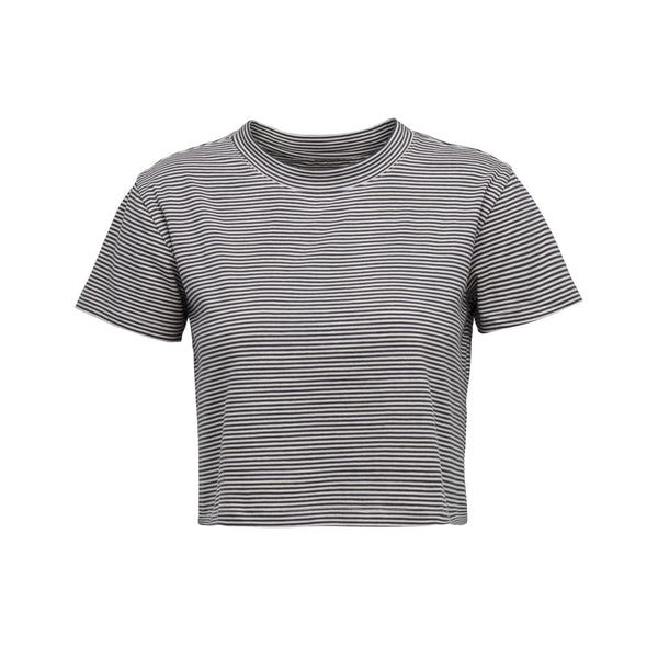 Black Diamond Women's BD Stripe Crop Tee Charcoal-Off White