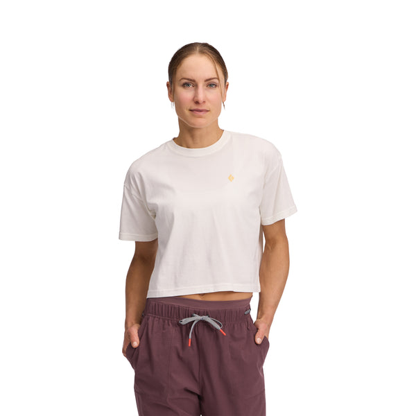 black diamond Women's Diamond Crop Short Sleeve Tee Off White