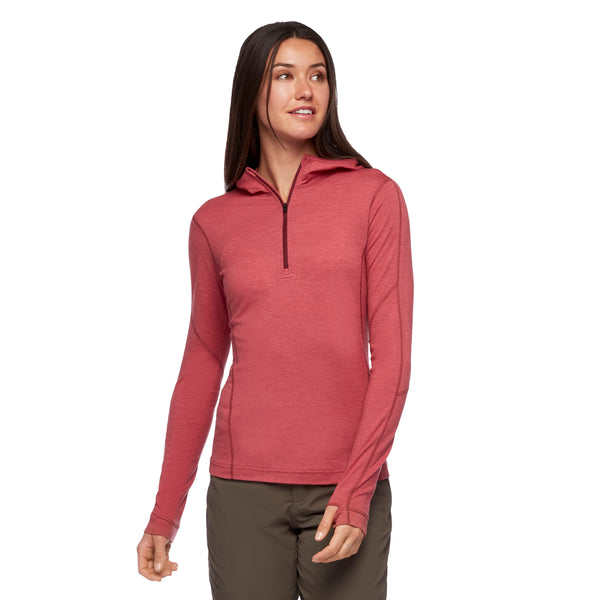 black diamond Women's Solution 150 Merino Quarter Zip Hoody Wild Rose