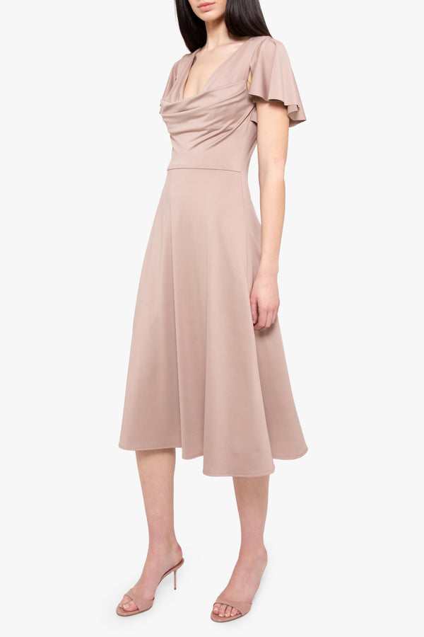 Black Halo Anabela Midi Dress Desert Sand
