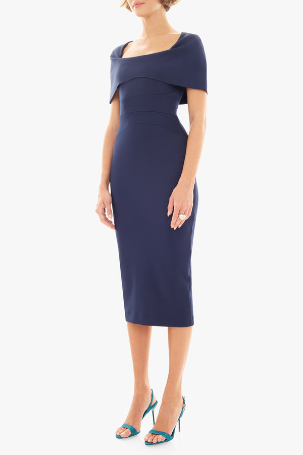Black Halo Bernice Midi Dress Pacific Blue