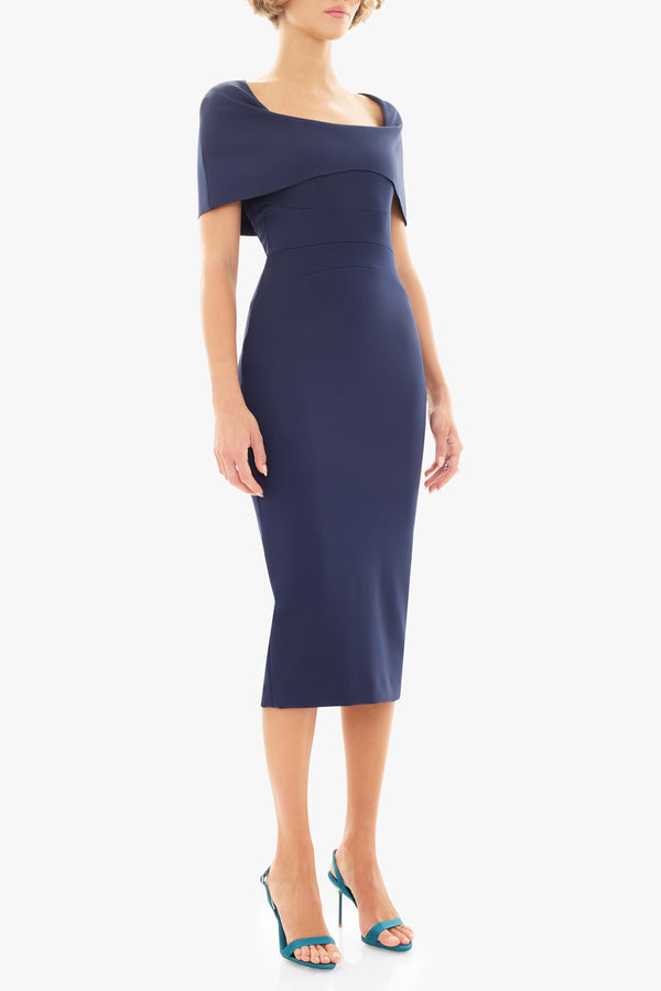 Black Halo Bernice Midi Dress Pacific Blue