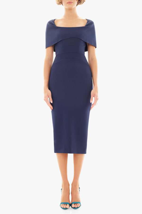 black halo Bernice Midi Dress Pacific Blue