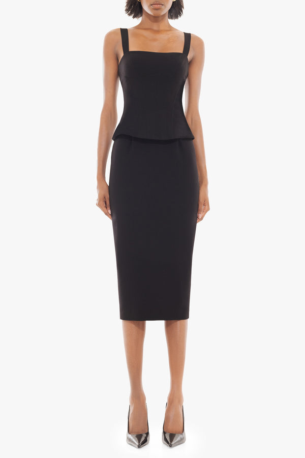 black halo Beverly Midi dress Black