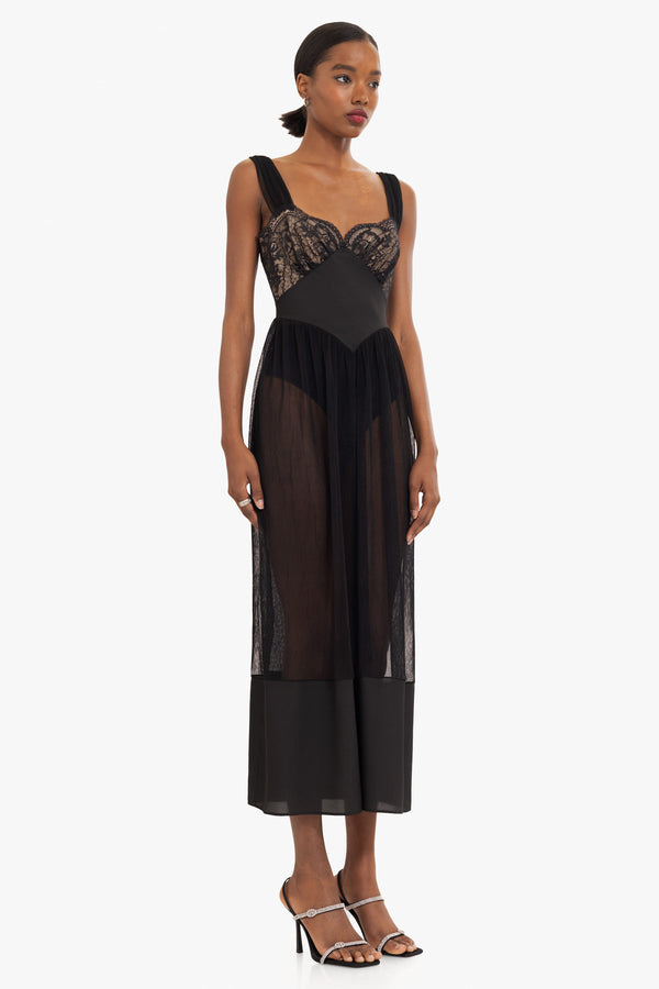 Black Halo Calypso Lace Maxi Dress Black