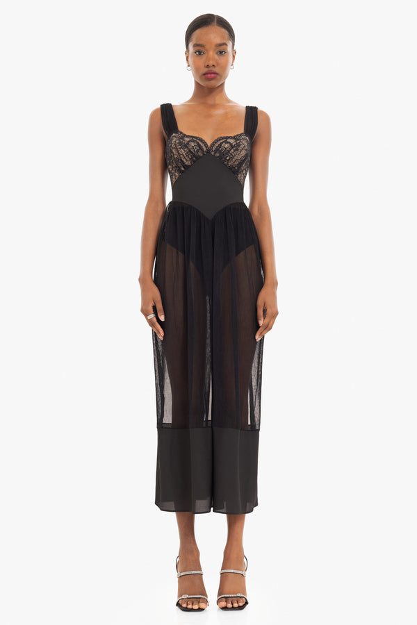 Black Halo Calypso Lace Maxi Dress Black