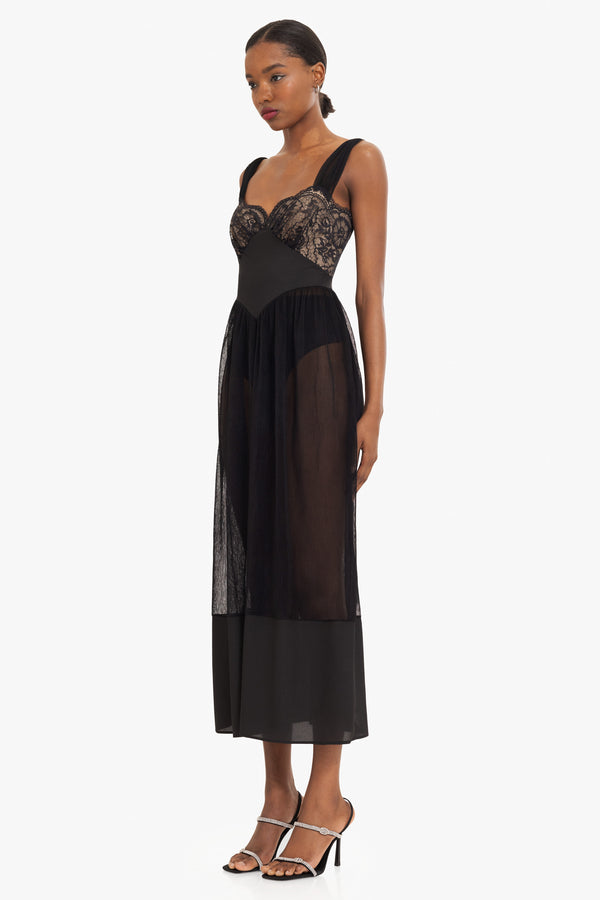 Black Halo Calypso Lace Maxi Dress Black