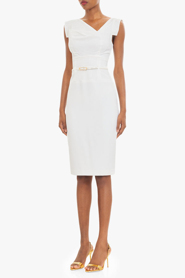 Black Halo Classic Jackie O Sheath Dress White