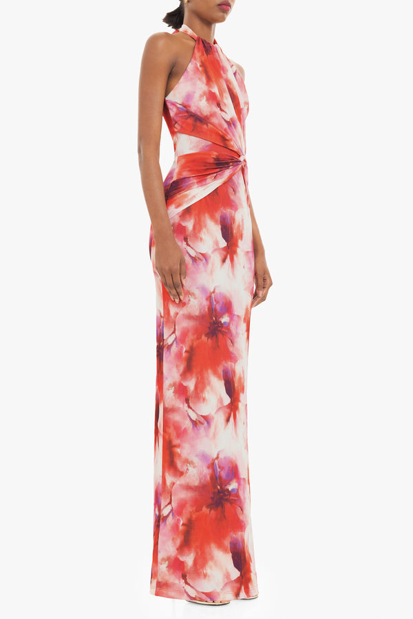 Black Halo Fina Gown Cerise Water Color