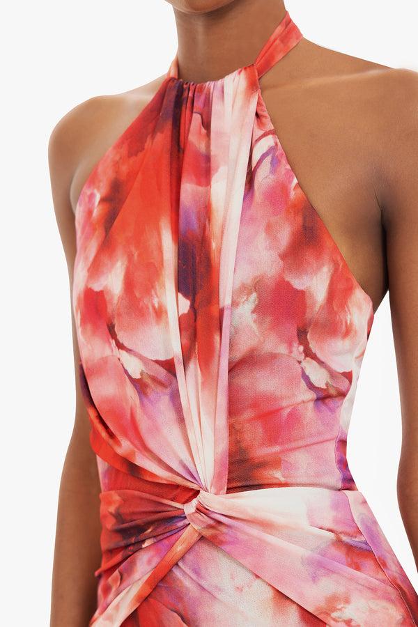 Black Halo Fina Gown Cerise Water Color