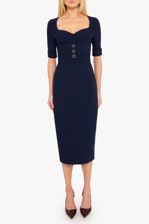 Black Halo Kerry Midi Dress Pacific Blue