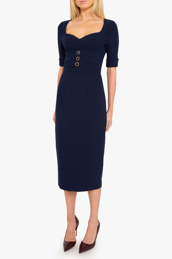 Black Halo Kerry Midi Dress Pacific Blue