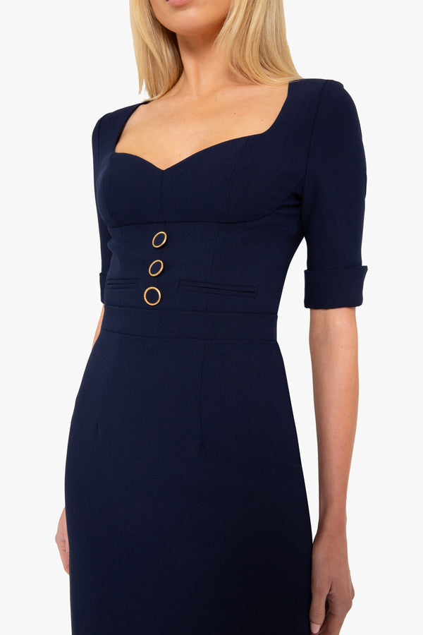 Black Halo Kerry Midi Dress Pacific Blue