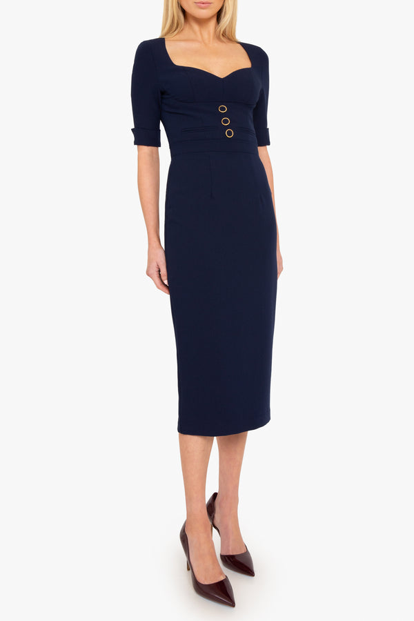 black halo Kerry Midi Dress Pacific Blue