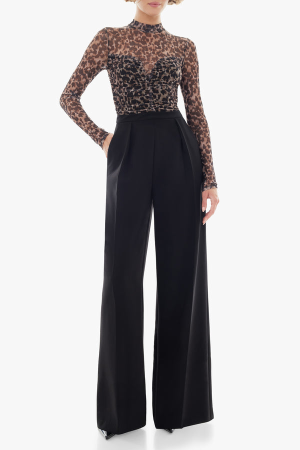 Black Halo Leonarda Jumpsuit Leopard-Black