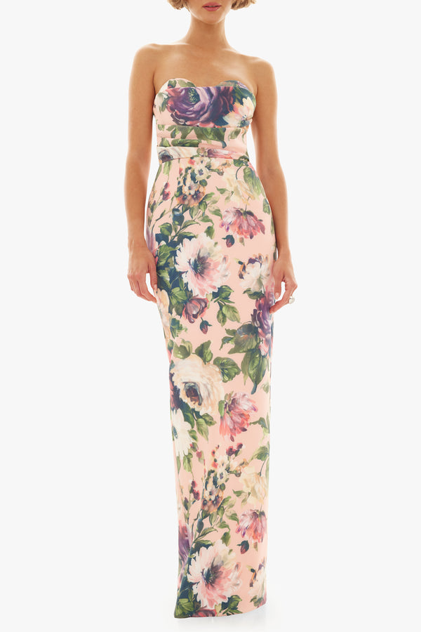 black halo Leonora Gown Apricot Carnations