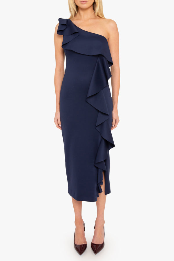 black halo Maris Cocktail Midi Dress Pacific Blue