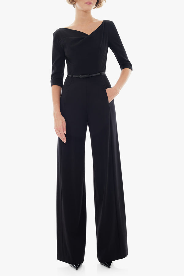 Black Halo Classic 3/4 Sleeve Jackie O Jumpsuit Black