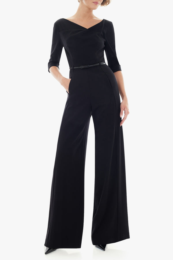 black halo Classic 3/4 Sleeve Jackie O Jumpsuit Black