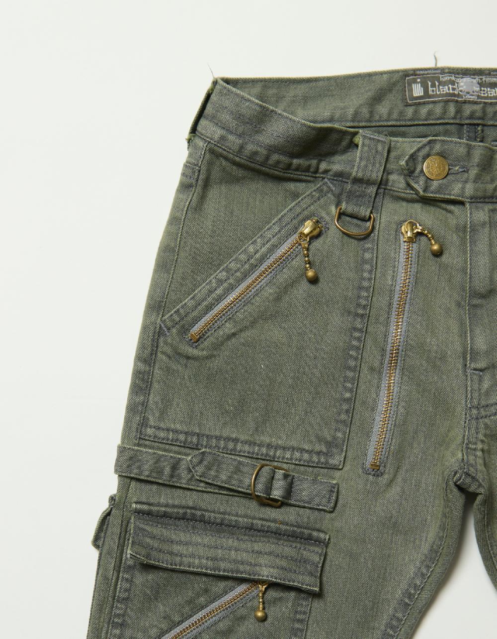 Blackmeans 11oz Denim Stretch Slim Pants W/ Zippers’ Detail (bleach Processing)