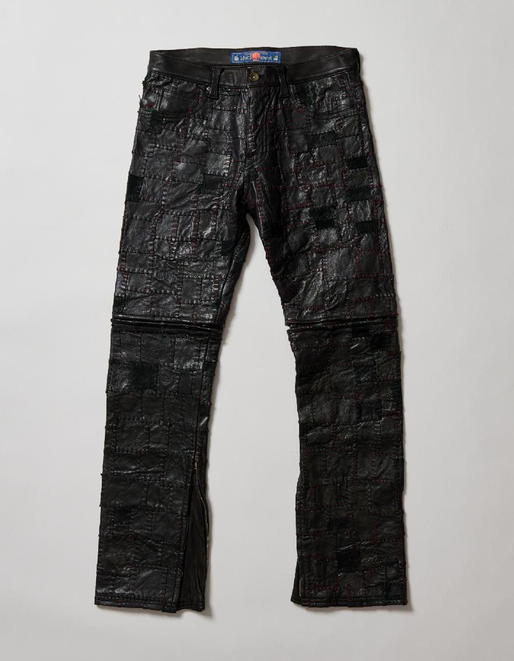 blackmeans “BORO Leather Patch Work” Slim Pants