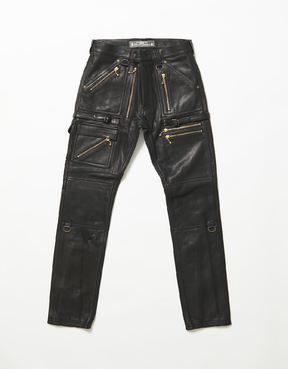 blackmeans Cow Leather Slim Pants w/ Zippers’ Detail