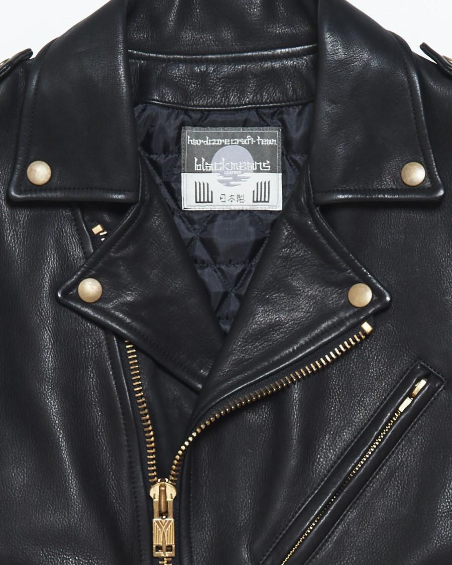 Blackmeans Leather Motorcycle Jacket W/ Front Backle Detail
