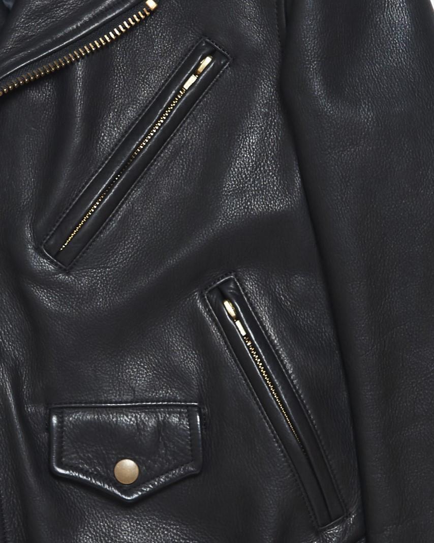 Blackmeans Leather Motorcycle Jacket W/ Front Backle Detail