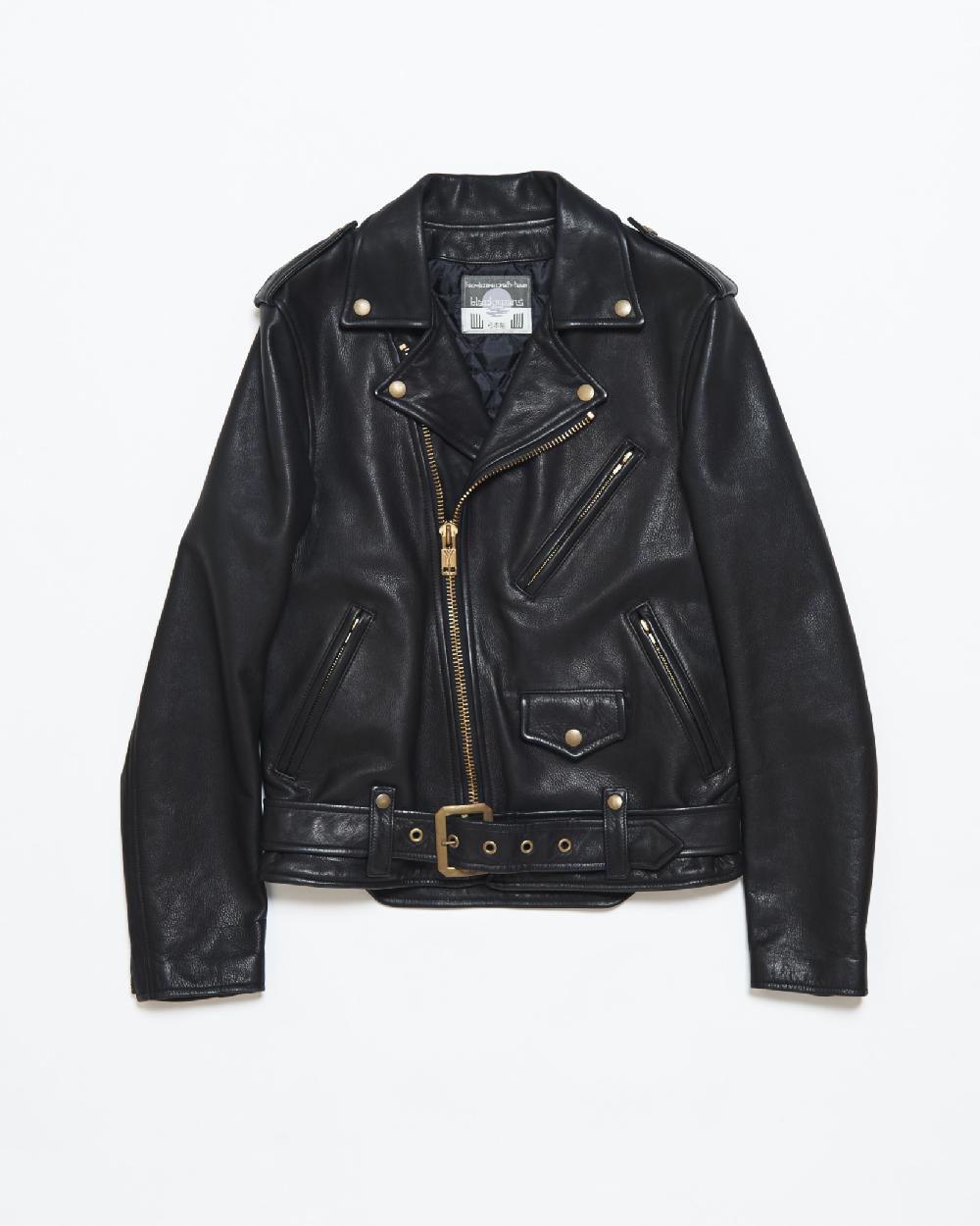 blackmeans Leather Motorcycle Jacket w/ Front Backle Detail