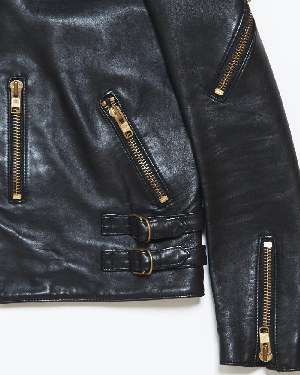 Blackmeans Leather Motorcycle Jacket W/ Front Pocket Detail