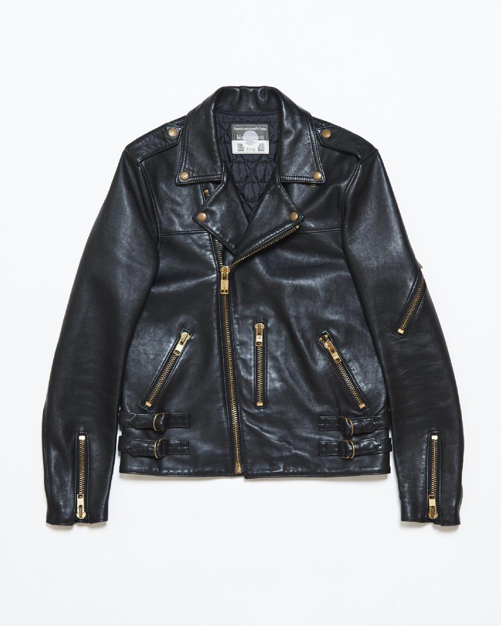 blackmeans Leather Motorcycle Jacket w/ Front Pocket Detail
