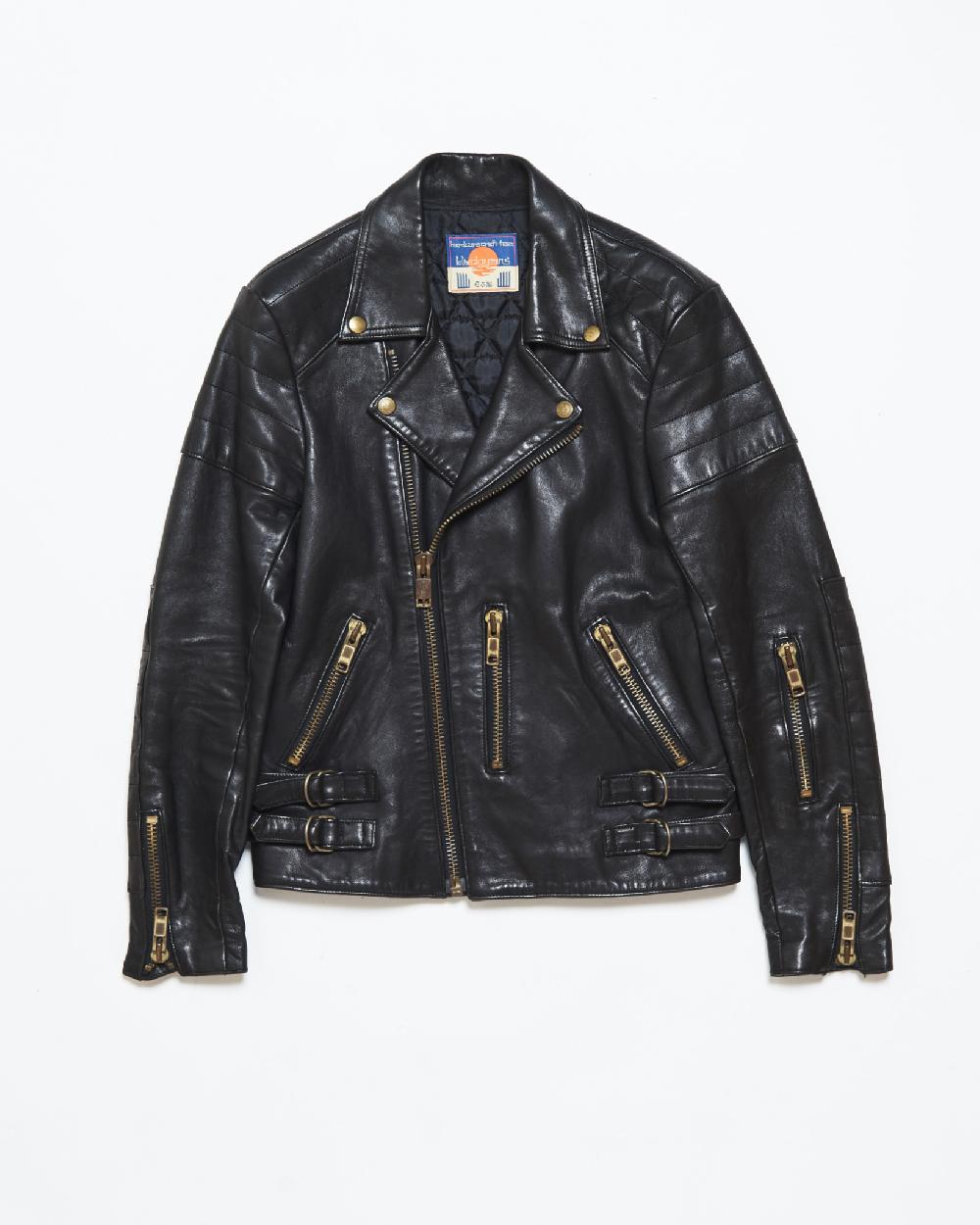 blackmeans Leather Motorcycle Jacket w/ Padded & Front Pocket Detail
