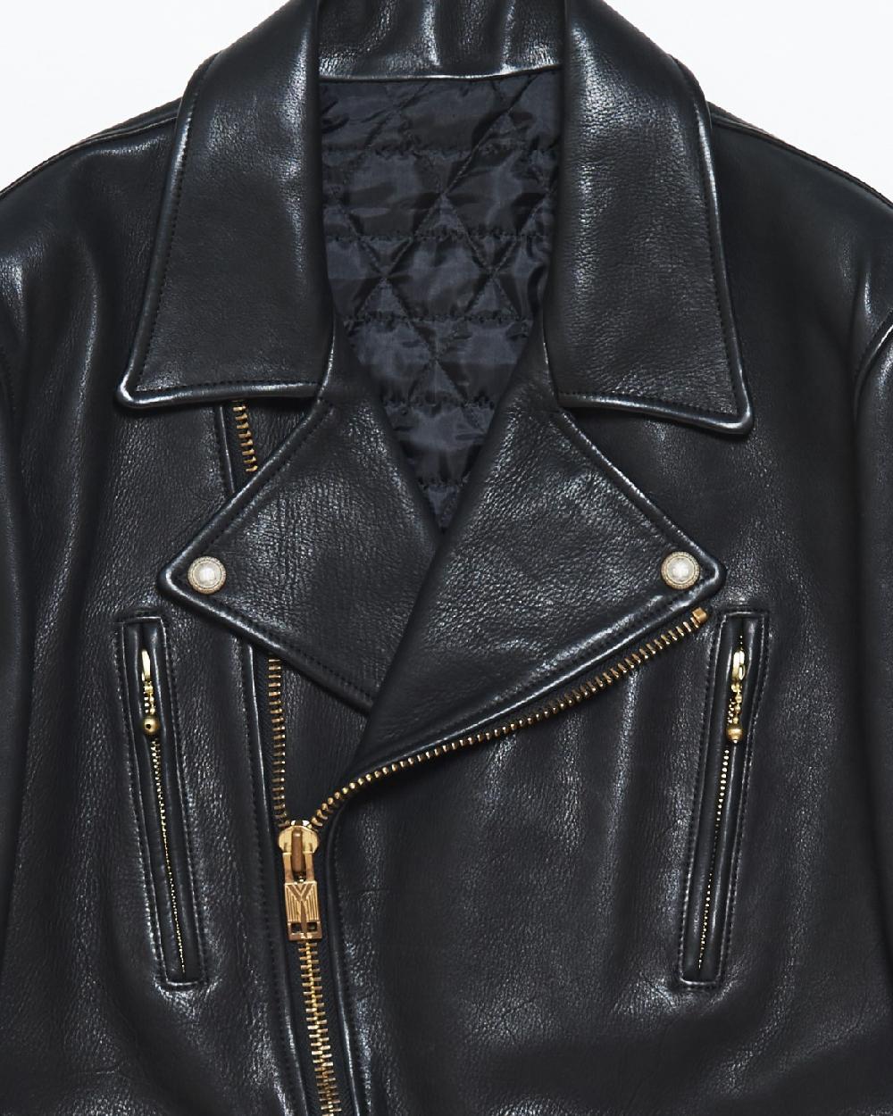 Blackmeans Leather Motorcycle Jacket W/ Side Backle Detail