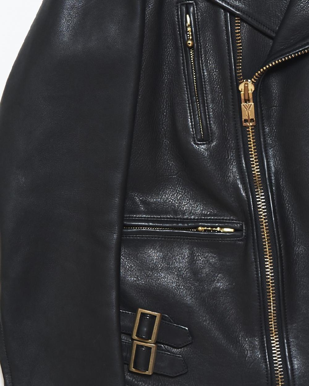 Blackmeans Leather Motorcycle Jacket W/ Side Backle Detail