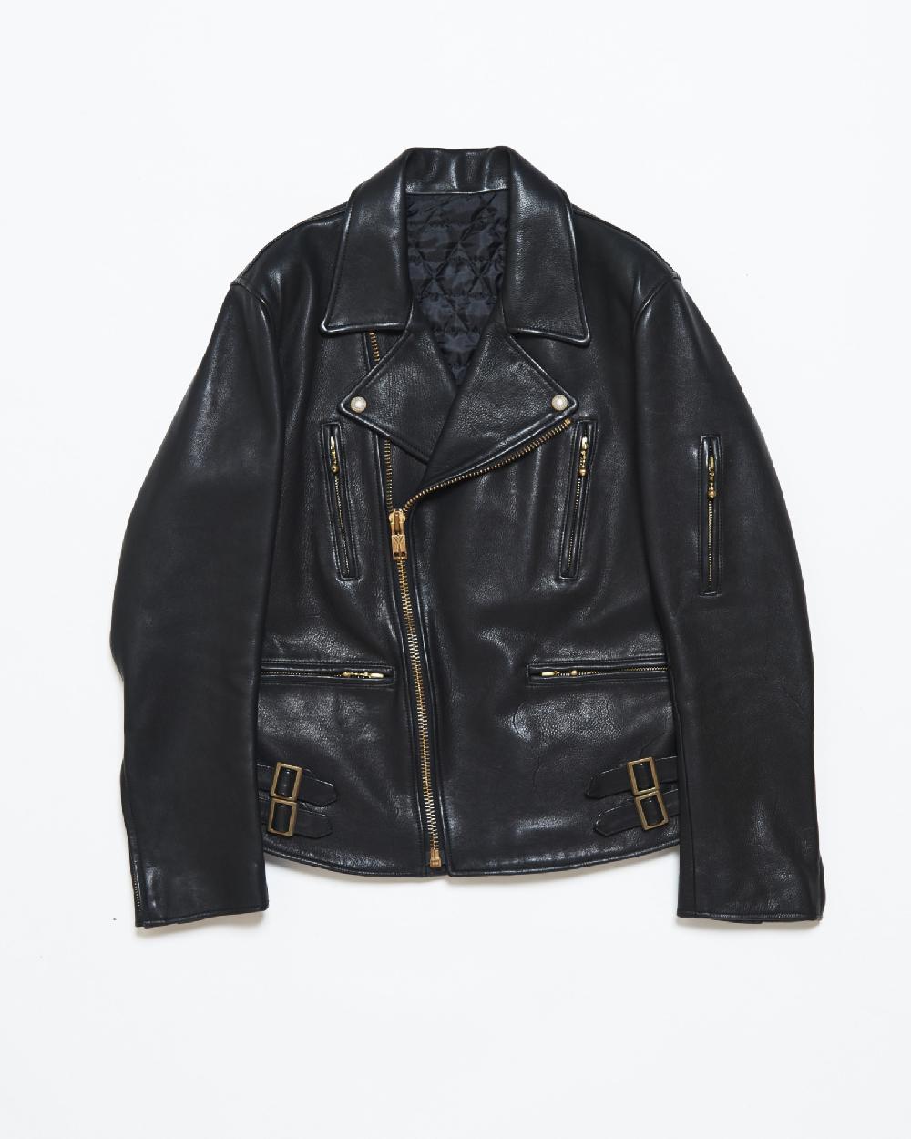 blackmeans Leather Motorcycle Jacket w/ Side Backle Detail