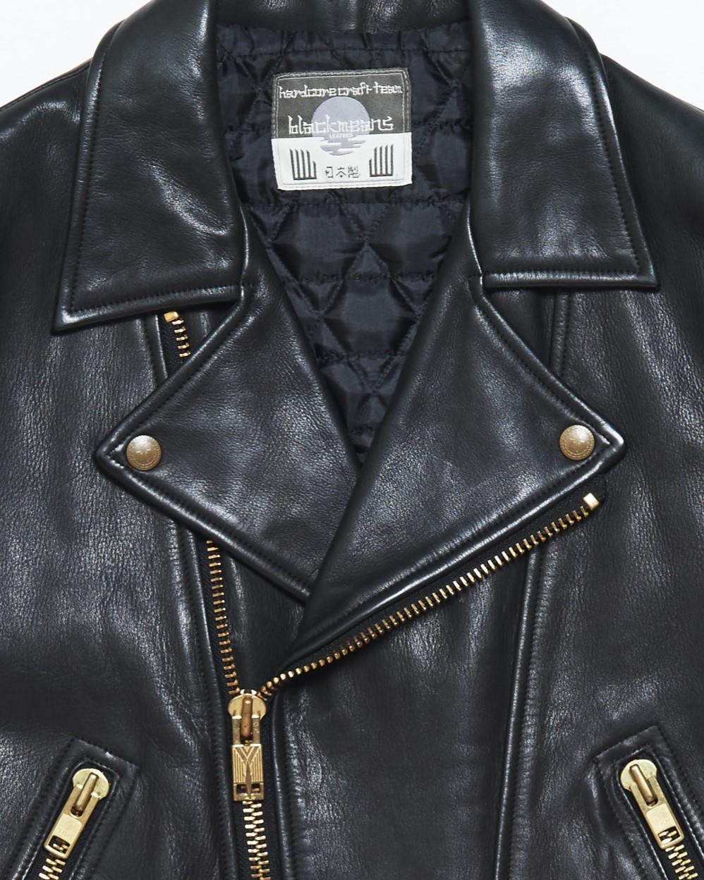 Blackmeans Leather Motorcycle Jacket W/ W Pocket Detail