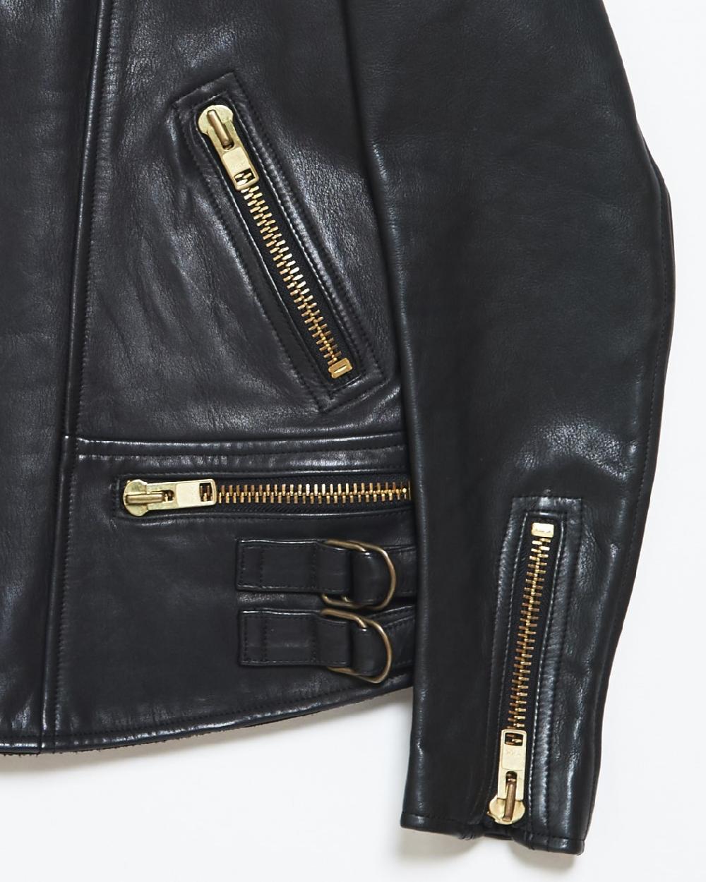 Blackmeans Leather Motorcycle Jacket W/ W Pocket Detail