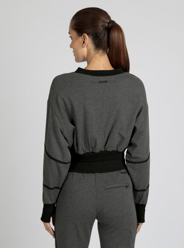 Blanc Noir Belina V Neck Sweatshirt Final Sale Black/White Alyssum