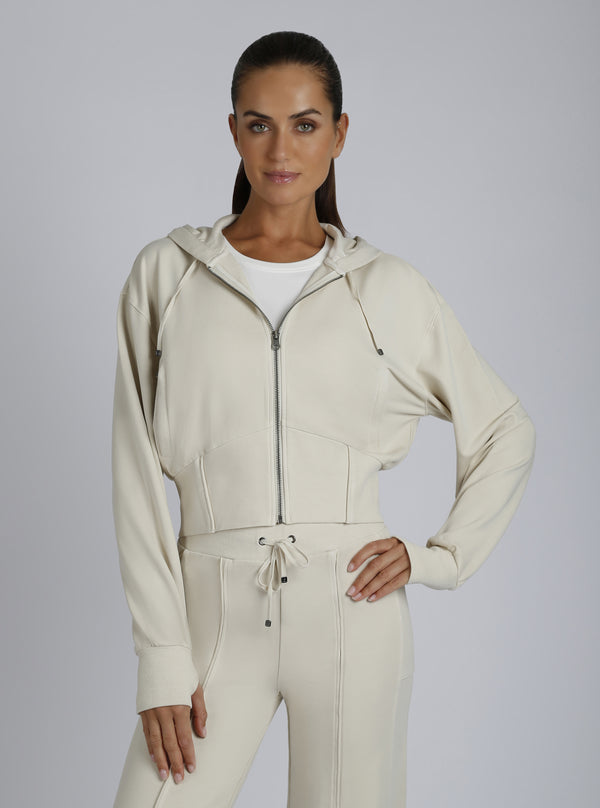 blanc noir Allegra Raw Edge Hoodie Tofu