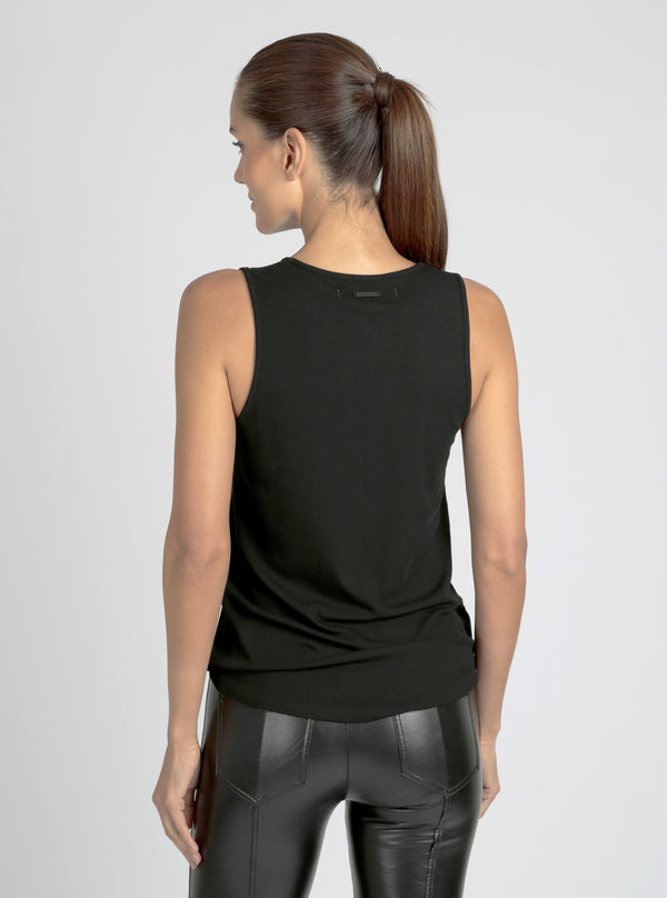 Blanc Noir Amara V Neck Top Black