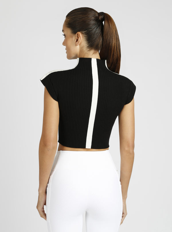 blanc noir Brianna Mock Neck Top Black / Optic White
